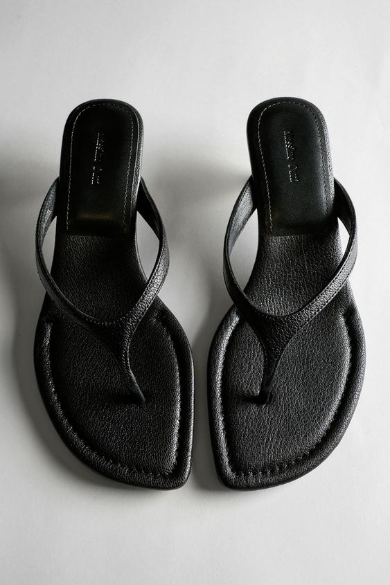Zara Leather heeled sandals - Black - Image 0