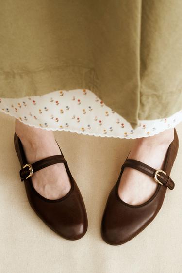 LEATHER BALLET FLATS CREATED BY CARAMEL LONDON X ZARA - Brown by Zara - Image 2