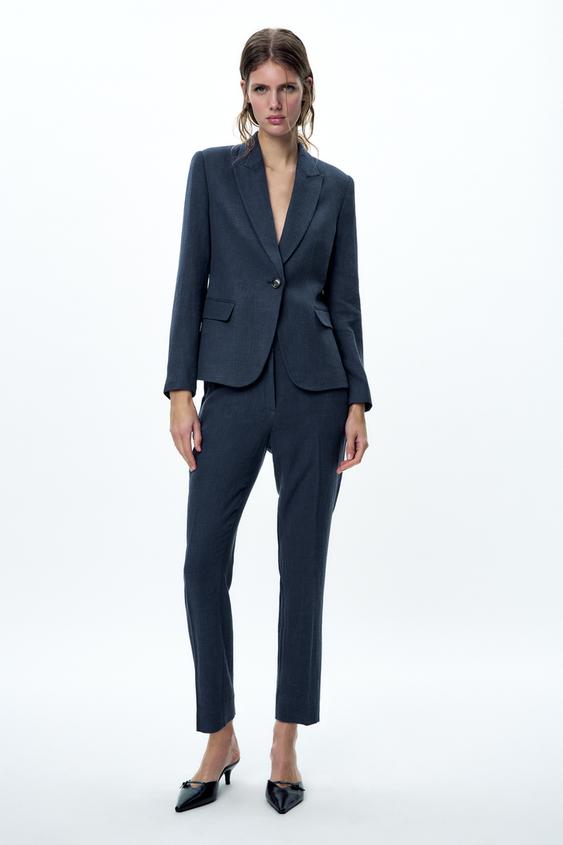 Royal Blue Formal Pants Suit With Single Breasted Blazer and Straight Pants  High Waist, Blue Blazer Trouser Suit for Women -  New Zealand