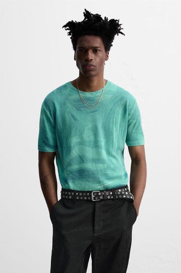 GRAPHIC PRINT KNIT T-SHIRT © OTIS KWAME KYE QUAICOE - Blue by Zara