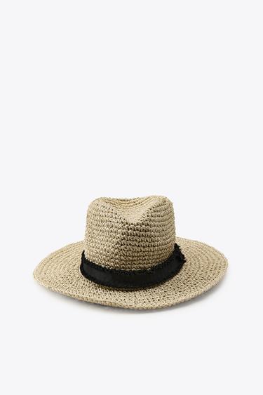 Zara HAT WITH CONTRASTING BAND - Light beige