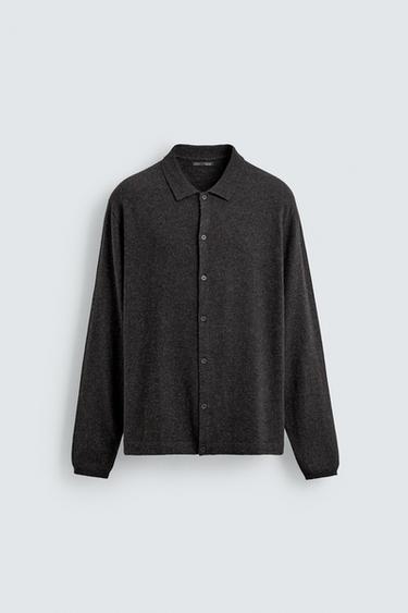 100% WOOL CARDIGAN - Anthracite Grey by Zara