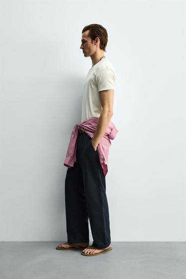 SLIM FIT T-SHIRT - Ecru / Beige by Zara - Image 3