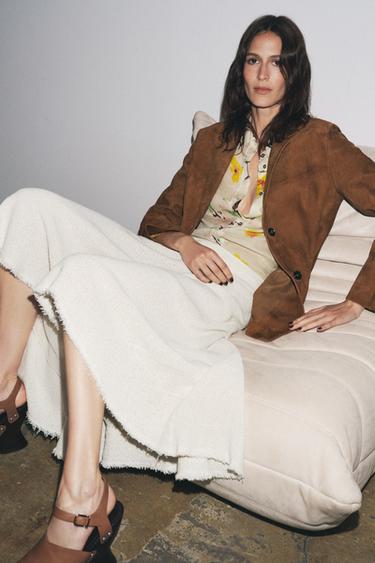 ZW COLLECTION STRUCTURED MIDI SKIRT - Ecru by Zara
