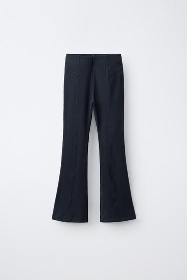 FLARED RIBBED LEGGINGS - Navy blue by Zara