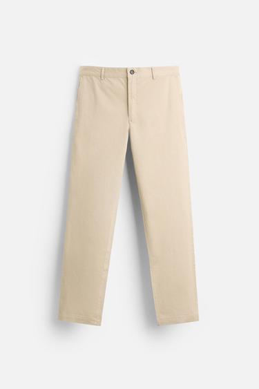 Zara SLIM FIT CHINO PANTS - Beige