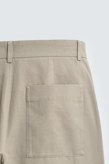 PANTALON RELAXED FIT COTON ET LIN - Vison de Zara - Image 9