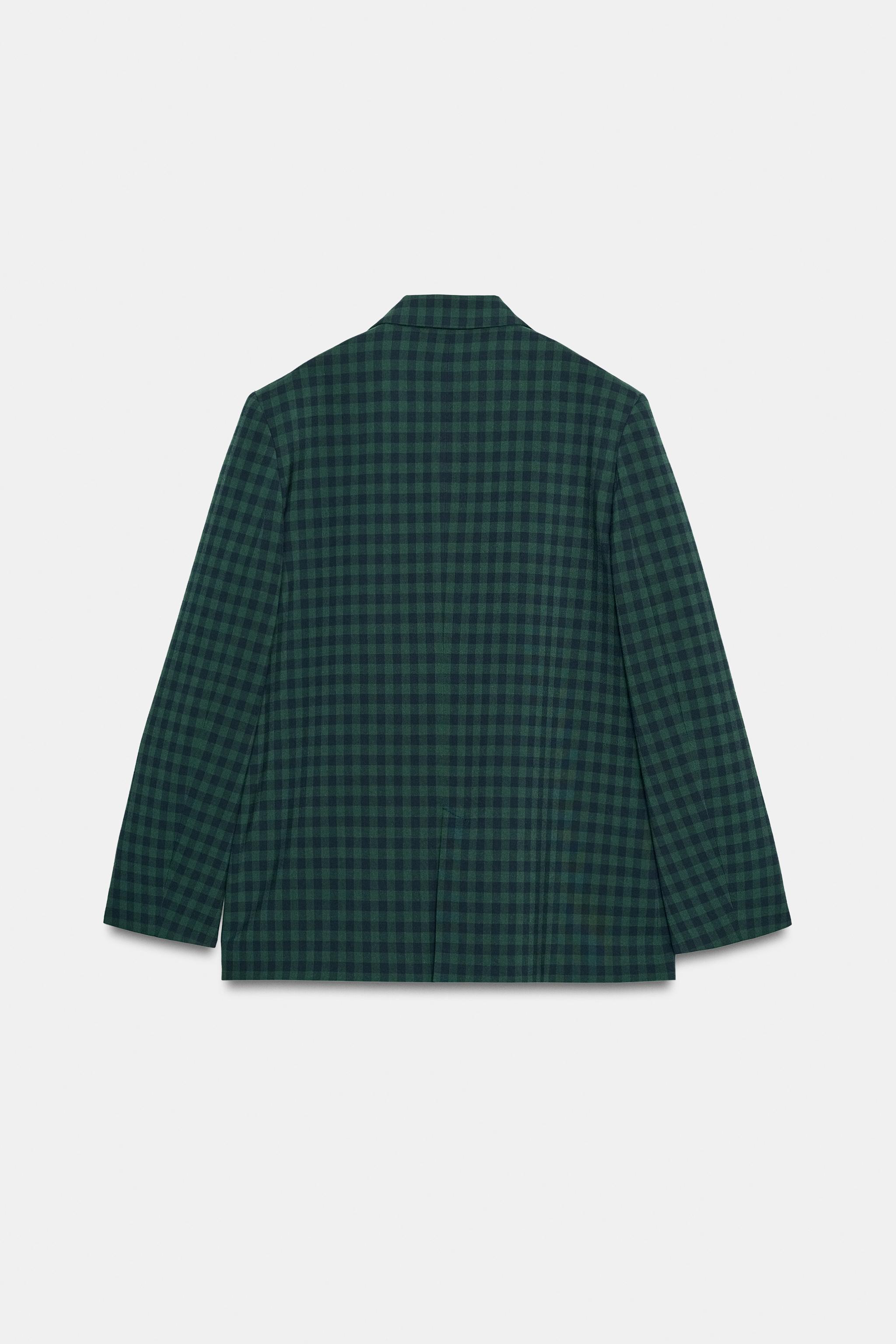 CHECKED DOUBLE-BREASTED BLAZER
