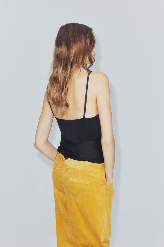 PANTALON EN VELOURS CÔTELÉ ZW COLLECTION - Jaune de Zara - Image 4