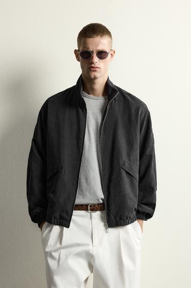 RELAXED FIT FAUX SUEDE BOMBER JACKET - Black by Zara