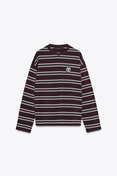 STRIPED EMBROIDERED T-SHIRT - Stripes by Zara - Image 0