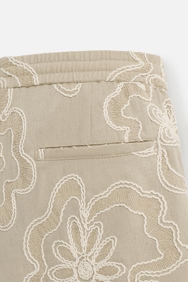 EMBOSSED EMBROIDERED BERMUDA SHORTS - Sand by Zara - Image 8