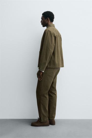 PANTALON STRUCTURE COTON - Vert de Zara - Image 3