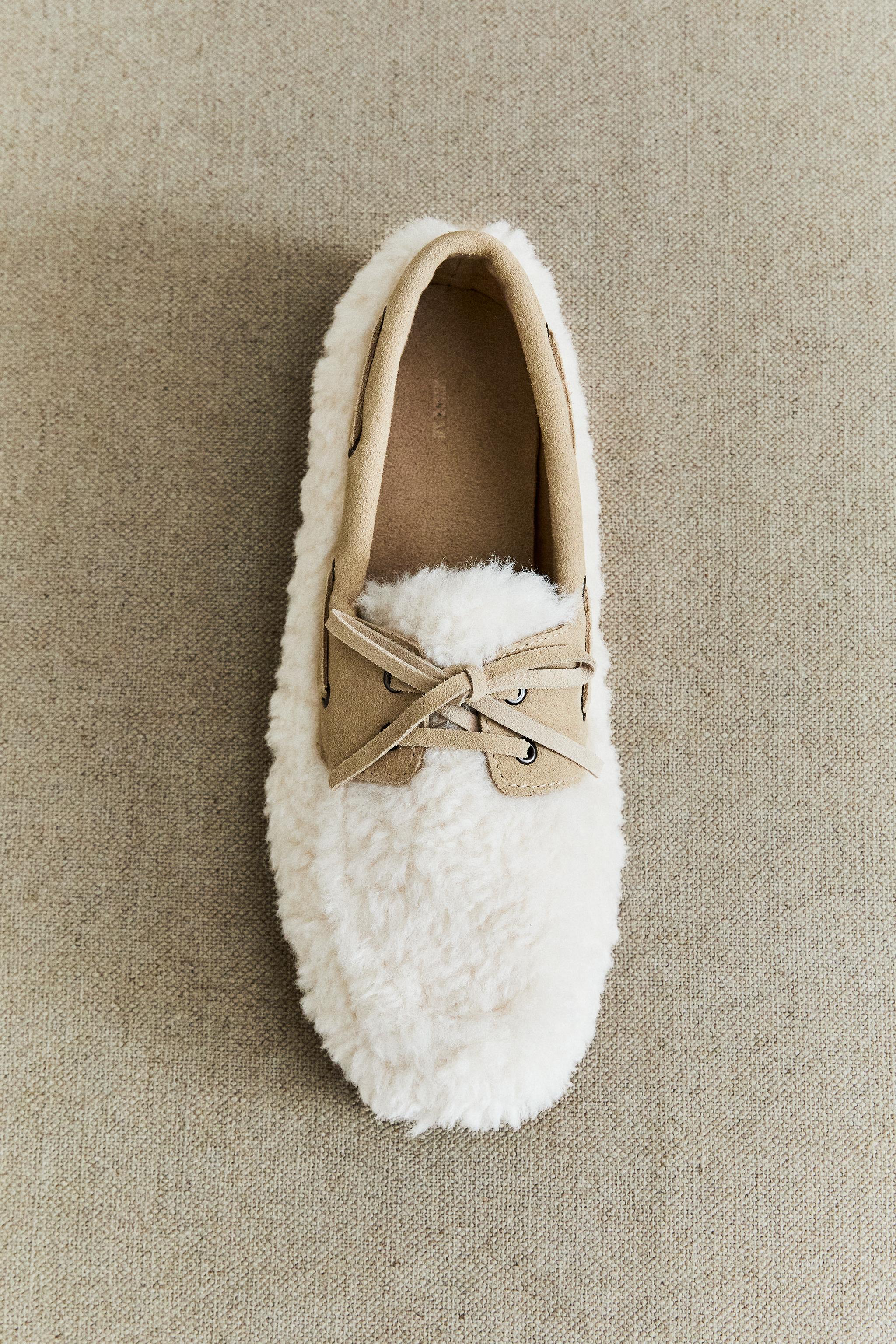 FAUX SHEARLING LEATHER LOAFERS