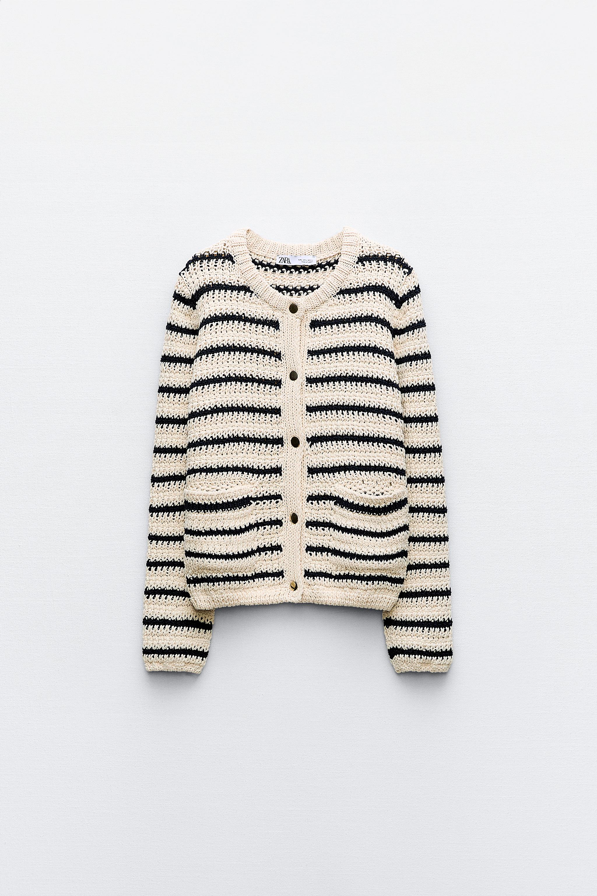 CABLE-KNIT CARDIGAN - striped