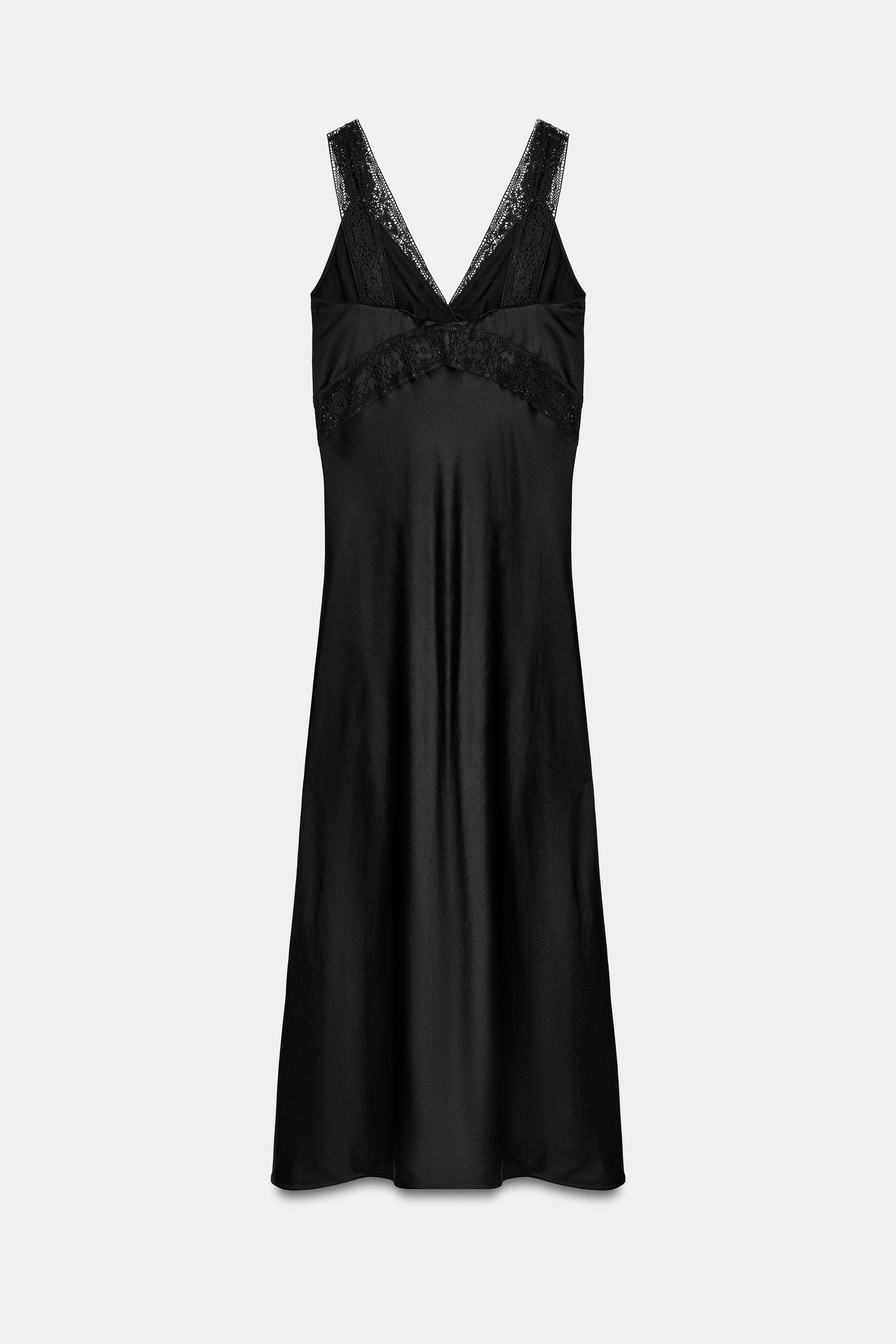 SATIN LACE DRESS ZW COLLECTION - Black | ZARA United States