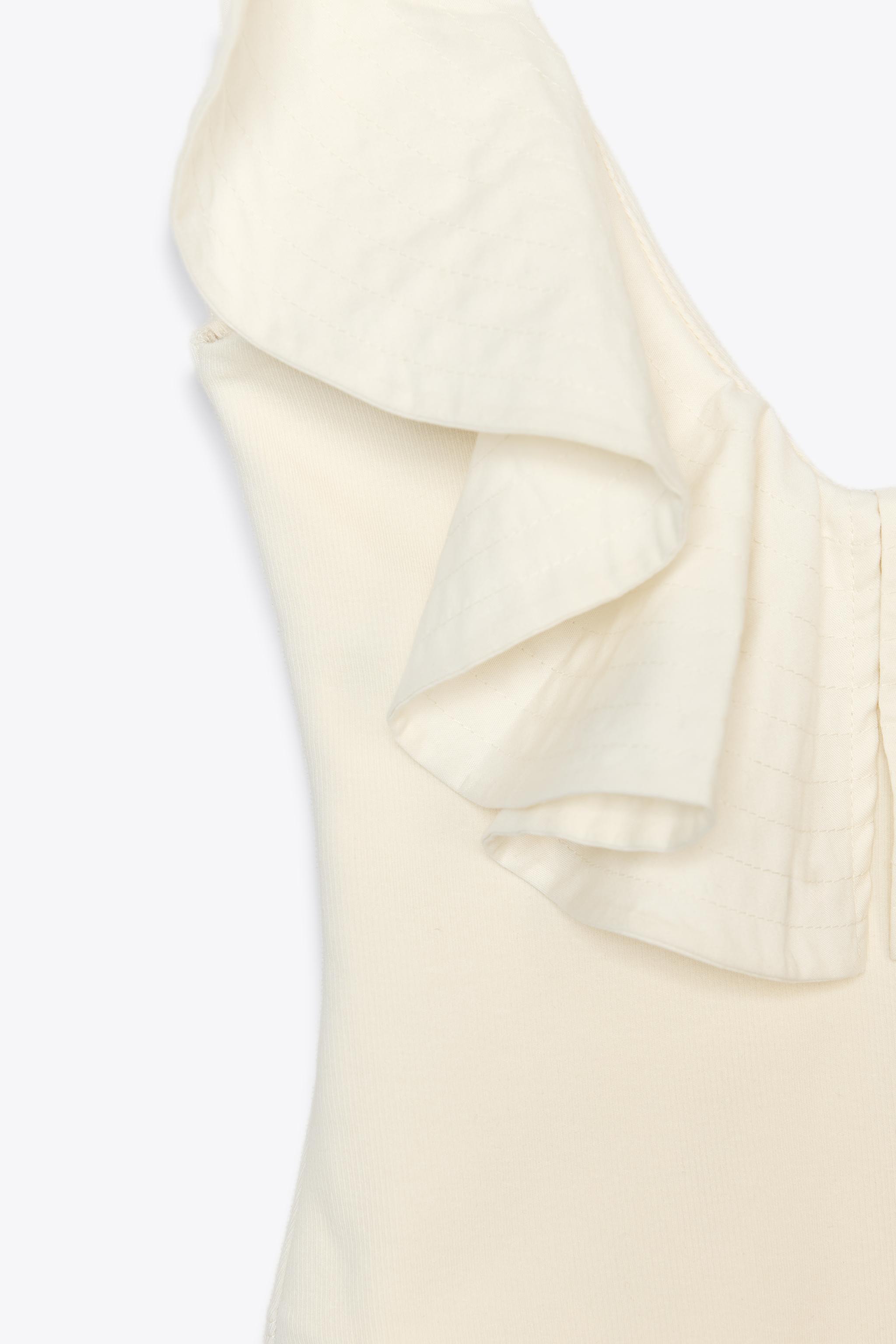 RUFFLED COMBINATION BODYSUIT - Ecru | ZARA United States