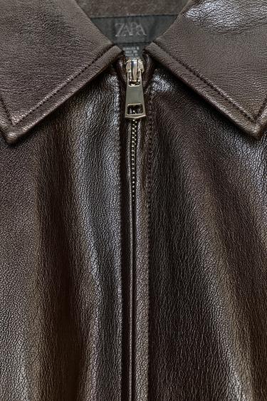 BLOUSON BOMBER MATIÈRE SYNTHÈTIQUE - Marron foncé de Zara - Image 9