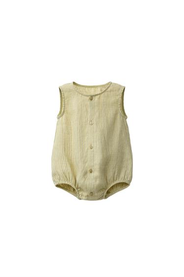PELELE 100% LINO RAYAS - Verde medio de Zara