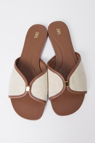 SANDÁLIA RASA DETALHE METÁLICO - Multicolor da Zara