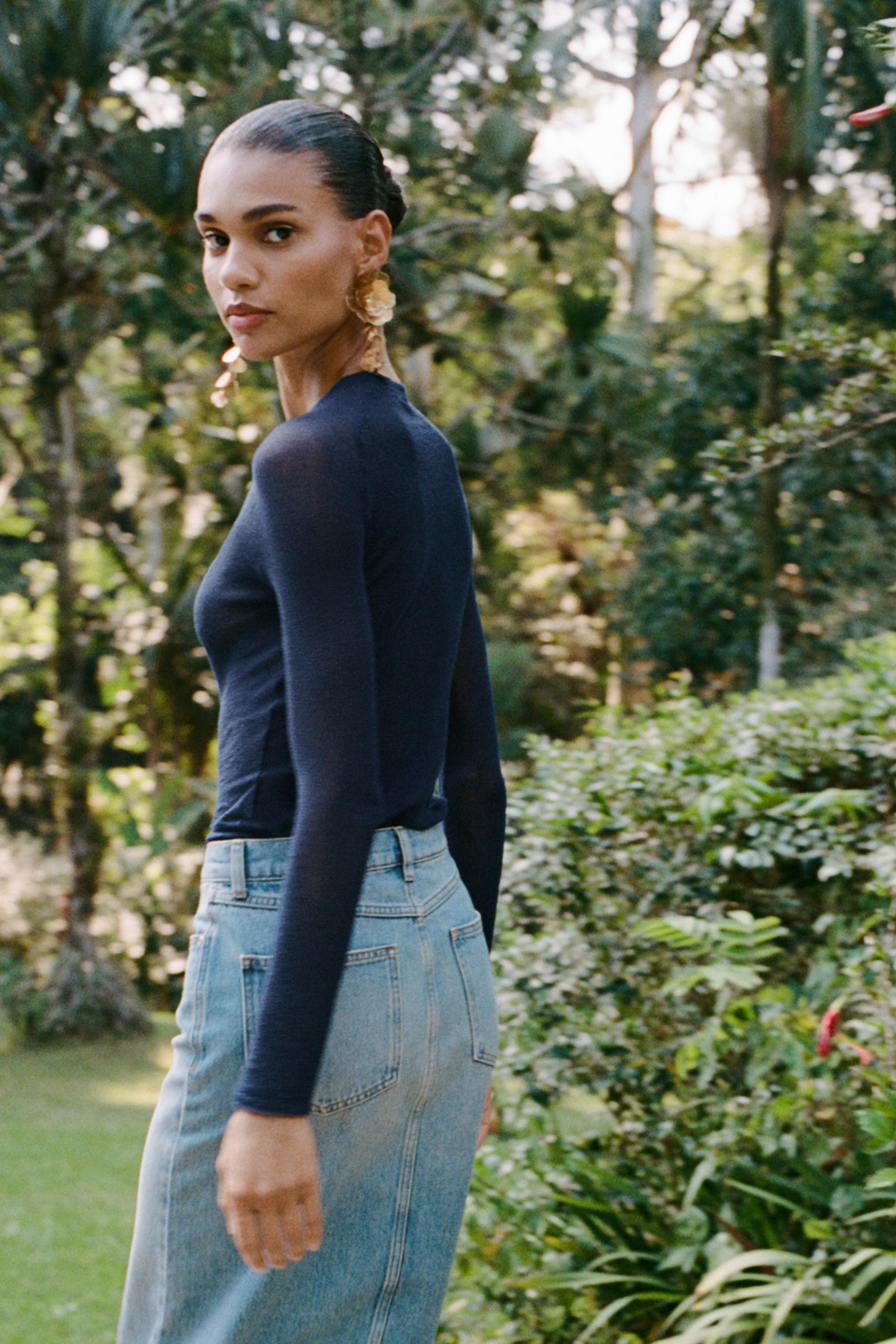 Z1975 DENIM MIDI SKIRT - Mid-blue | ZARA United States