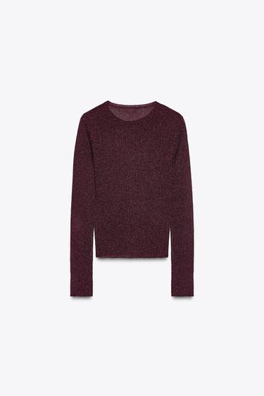 Zara METALLIC THREAD JACKET - Burgundy