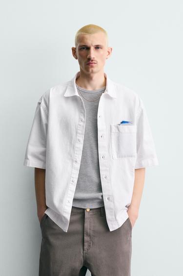 SOBRECAMISA ESTRUCTURA BORDADO - Blanco de Zara