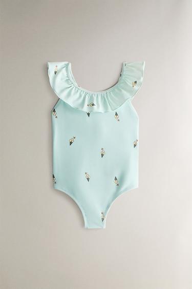 BAÑADOR PLAYA INFANTIL VOLANTE HELADOS - Azul claro de Zara