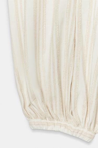 PANTALON BOUFFANT À RAYURES ZW COLLECTION - Écru de Zara - Image 6