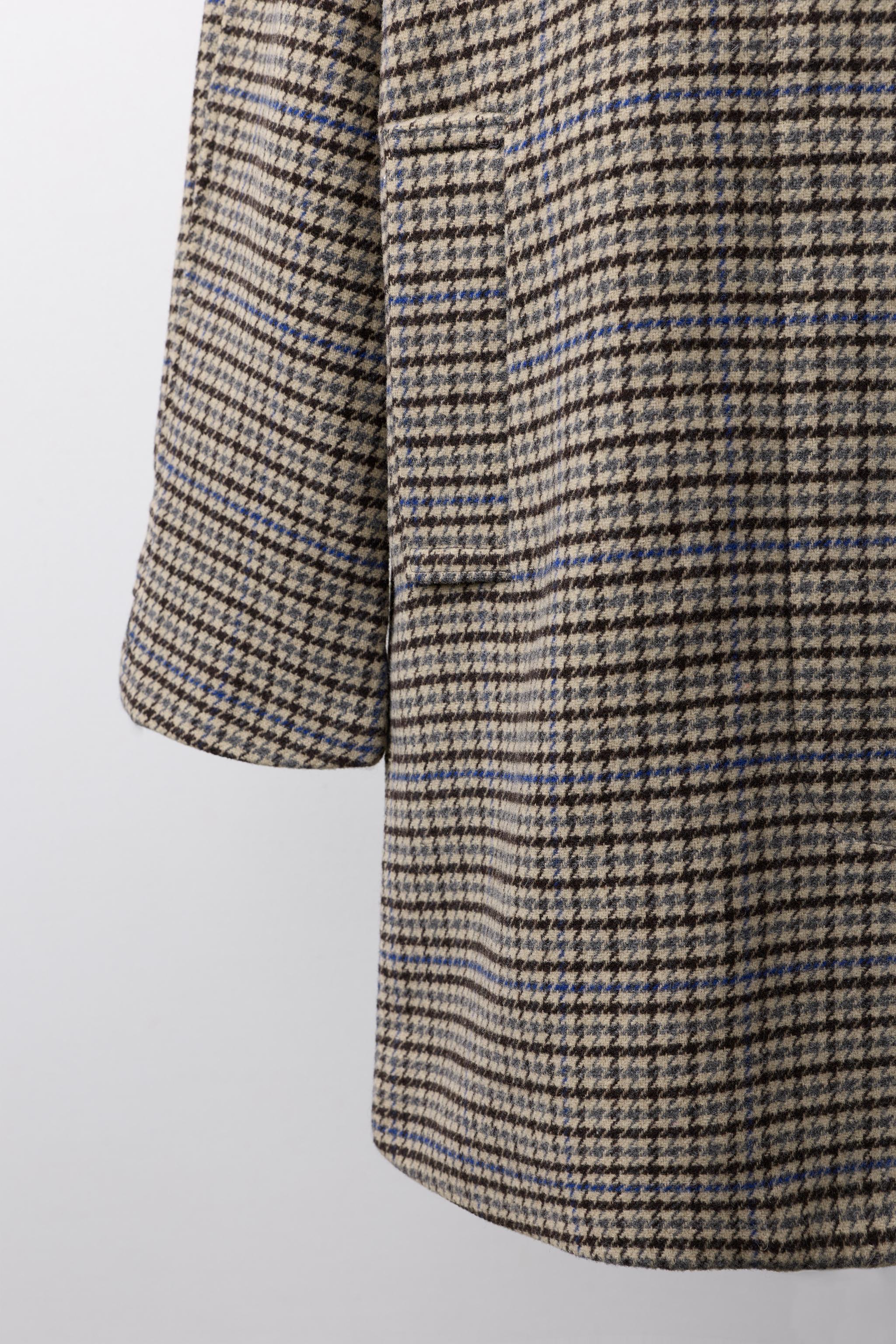 LONG WOOL-BLEND PLAID COAT