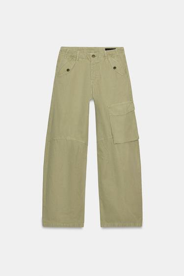ZW COLLECTION CARGO TROUSERS - Light khaki by Zara