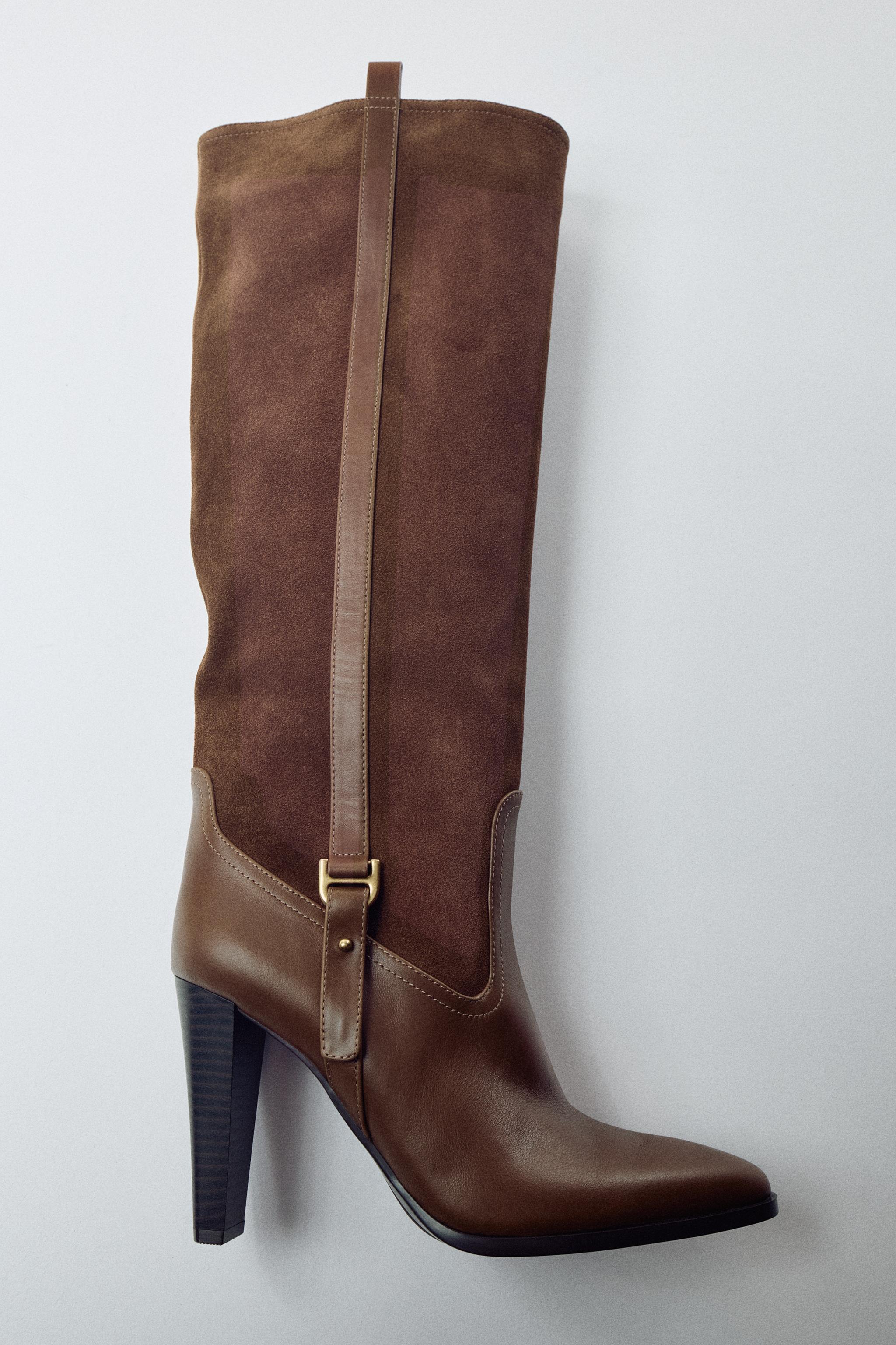 LEATHER COMBINED HEELED BOOTS
