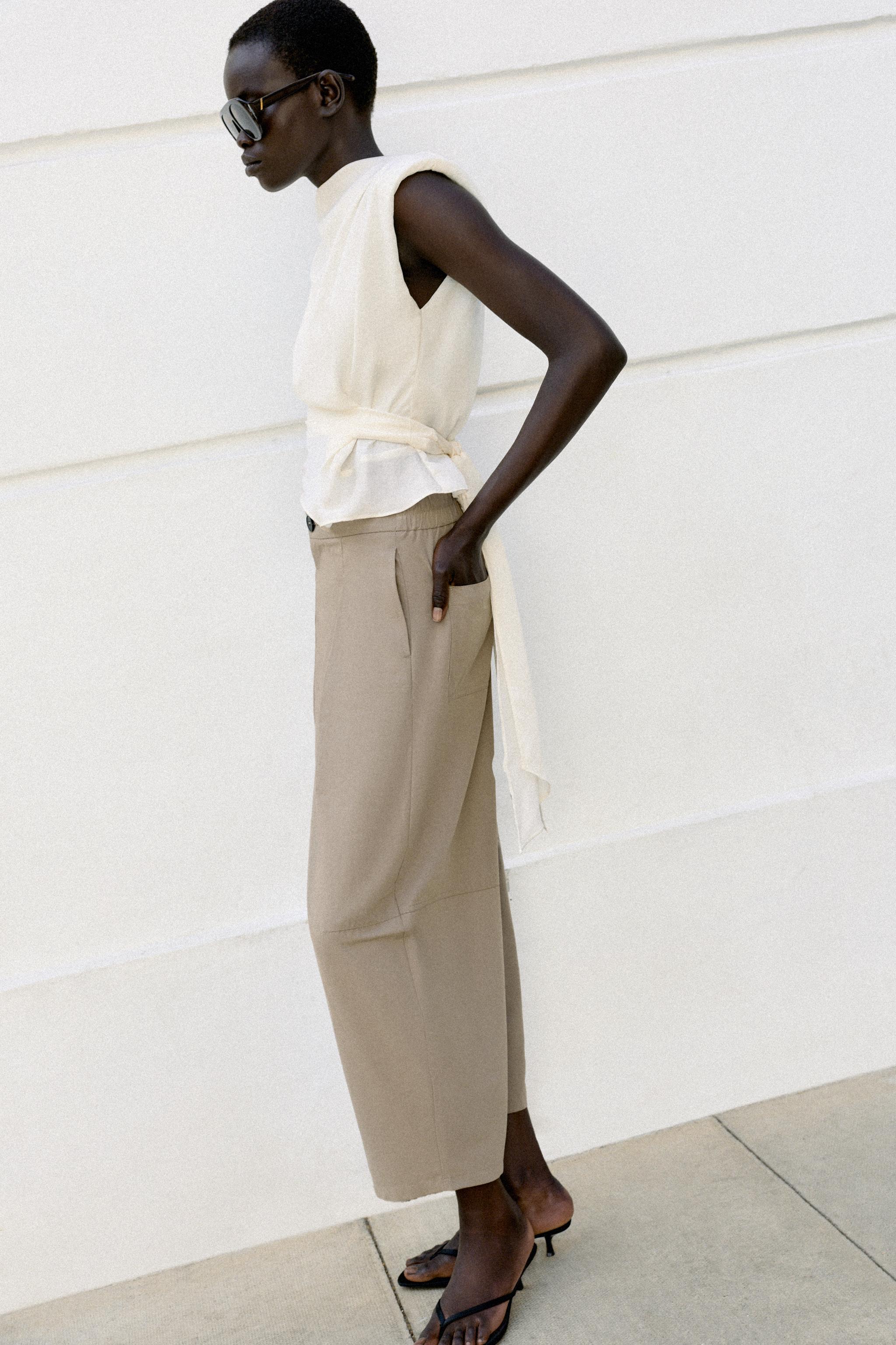 Женские брюки Zara POPLIN BARREL TROUSERS — фото 3