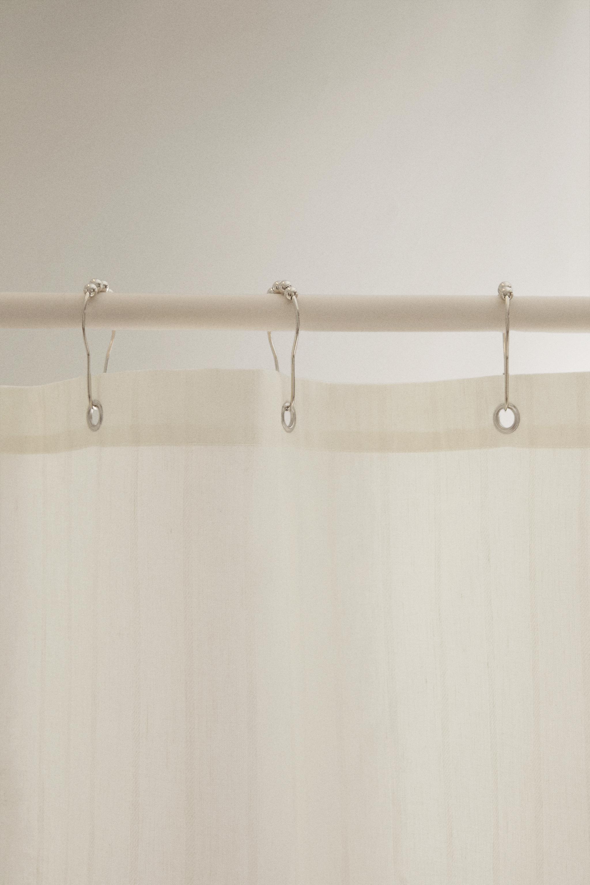 JACQUARD LINEN SHOWER CURTAIN — Ivory
