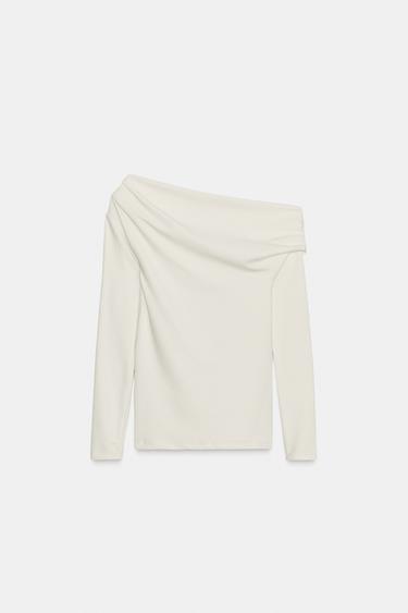CAMISETA ASIMÉTRICA SOFT - Crudo de Zara