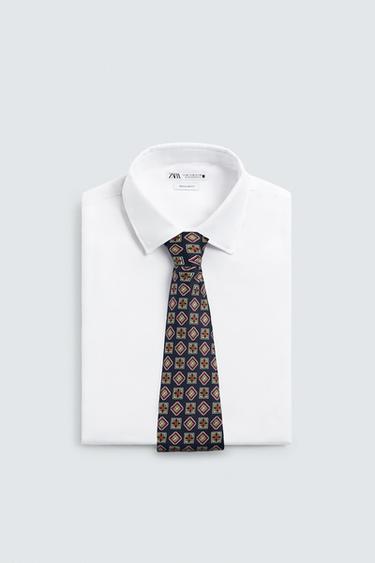 CRAVATE JACQUARD 100 % SOIE - Bleu de Zara - Image 2