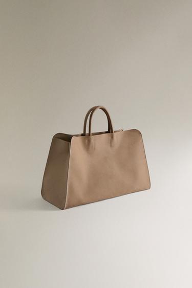 NUBUCK LEATHER TOTE BAG - Ecru White by Zara - Image 1