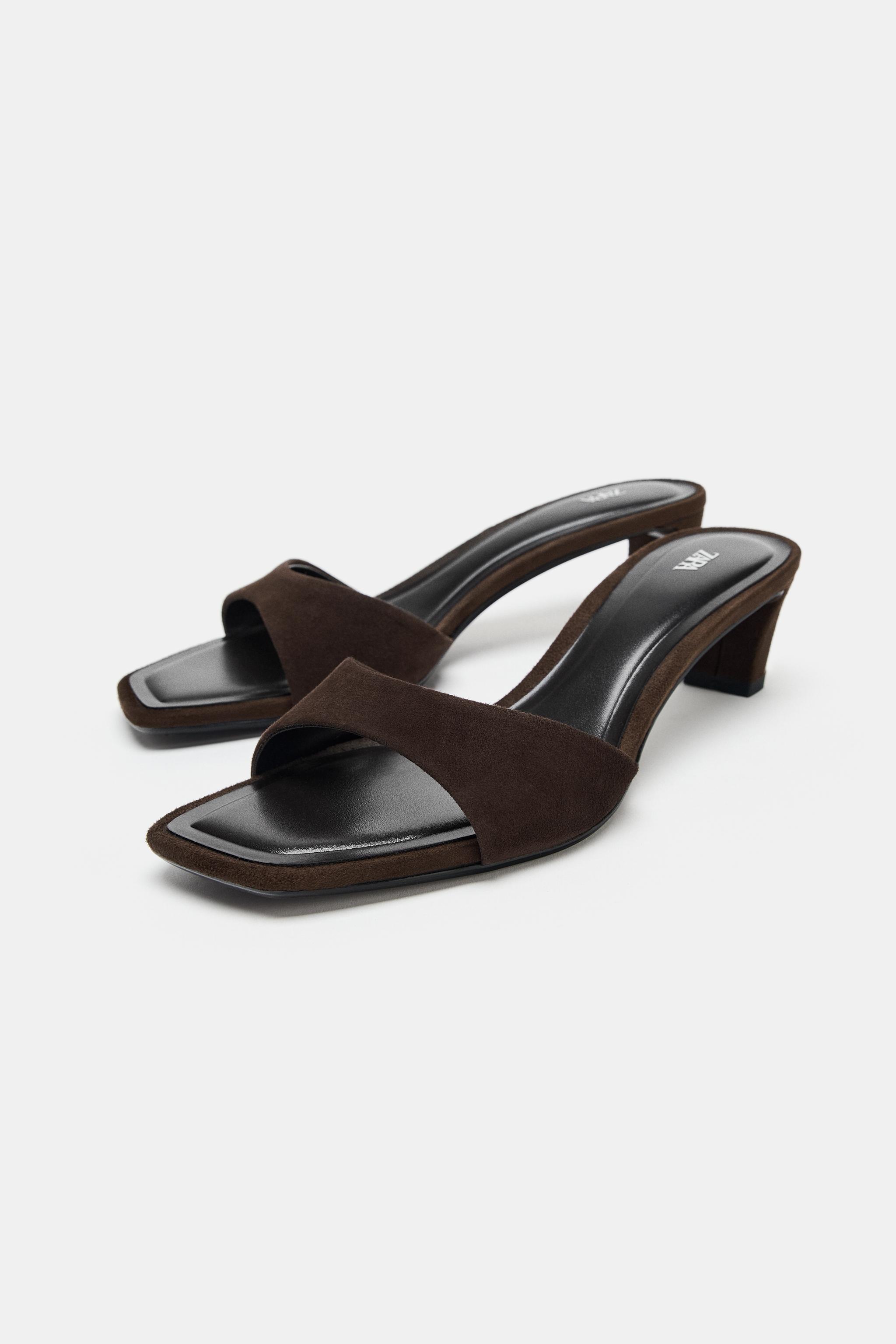 SANDALES À TALONS EN DAIM