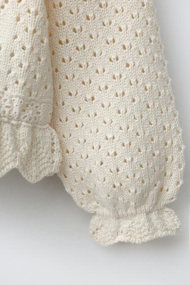 LACE KNIT CARDIGAN - Ecru by Zara - Image 3