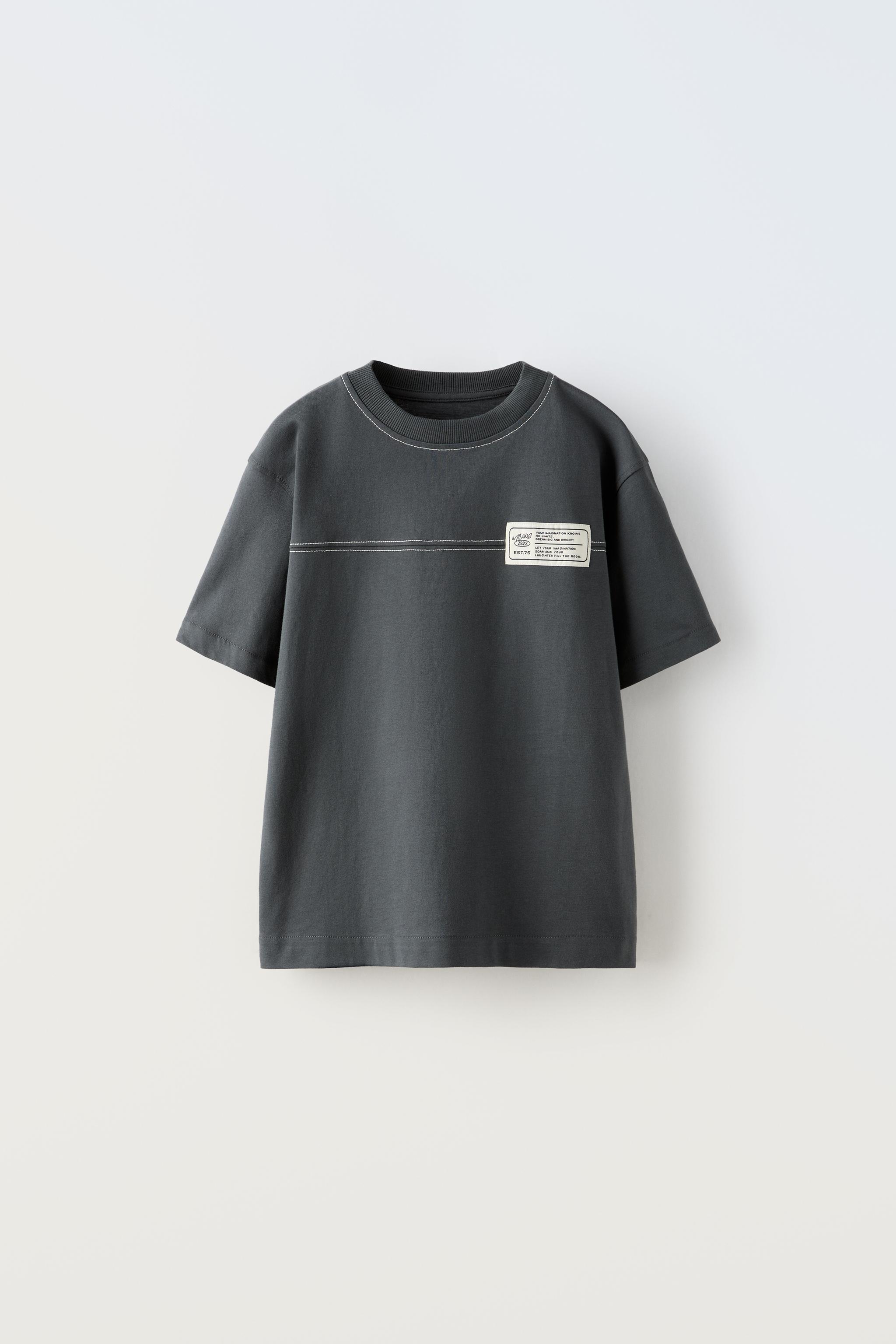 トップステッチ＆ラベル Tシャツ - カーボングレー | ZARA Japan / 日本