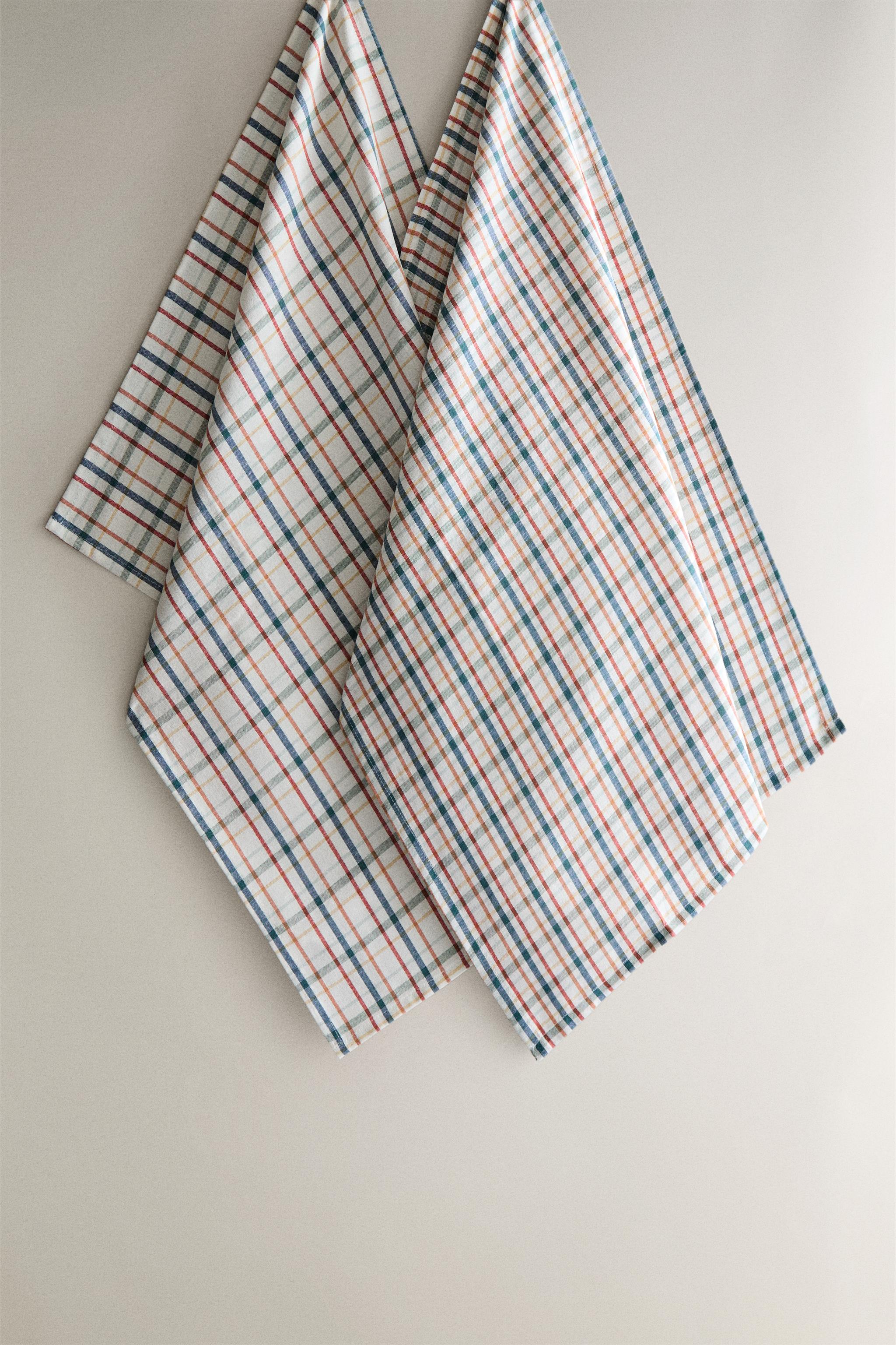 STRIPED KITCHEN TOWEL PACK (PACK OF 2) - Blue | ZARA United States