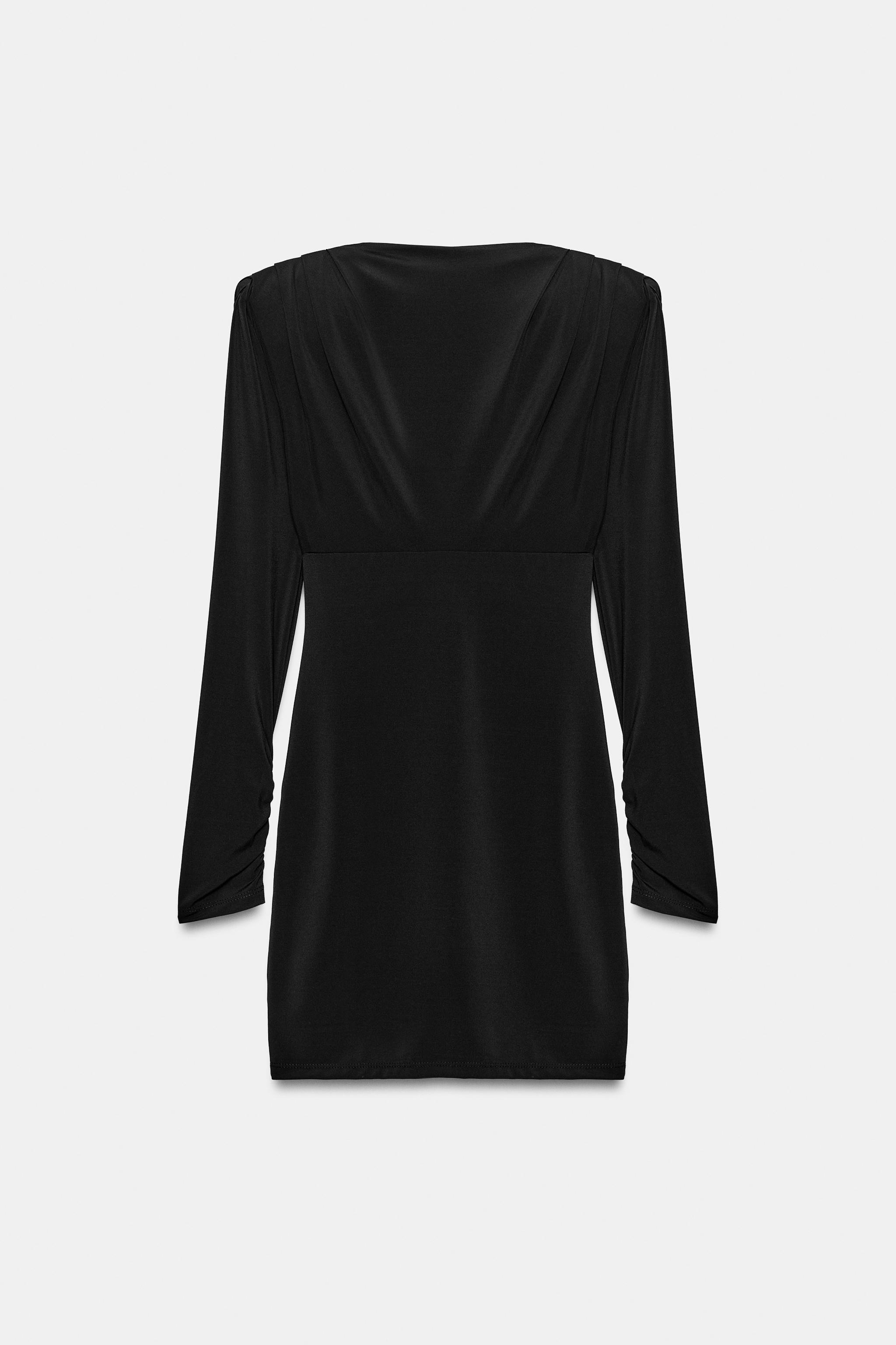 PLEATED MINI DRESS WITH SHOULDER PADS