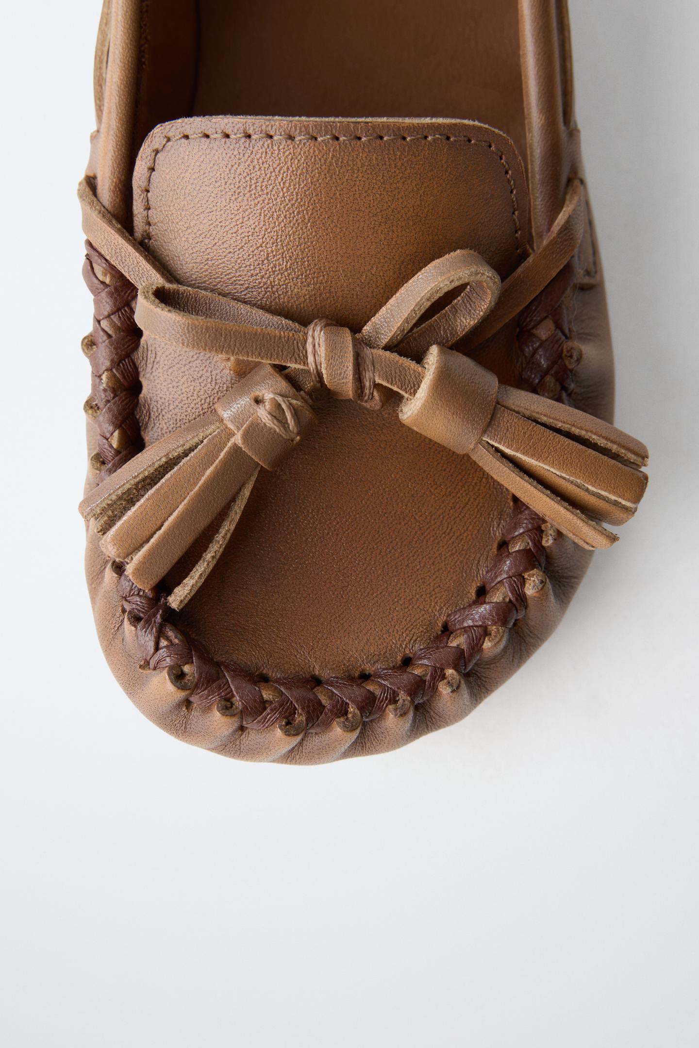Детские туфли Zara Leather Tassel, цвет: Коричневый — фото 6