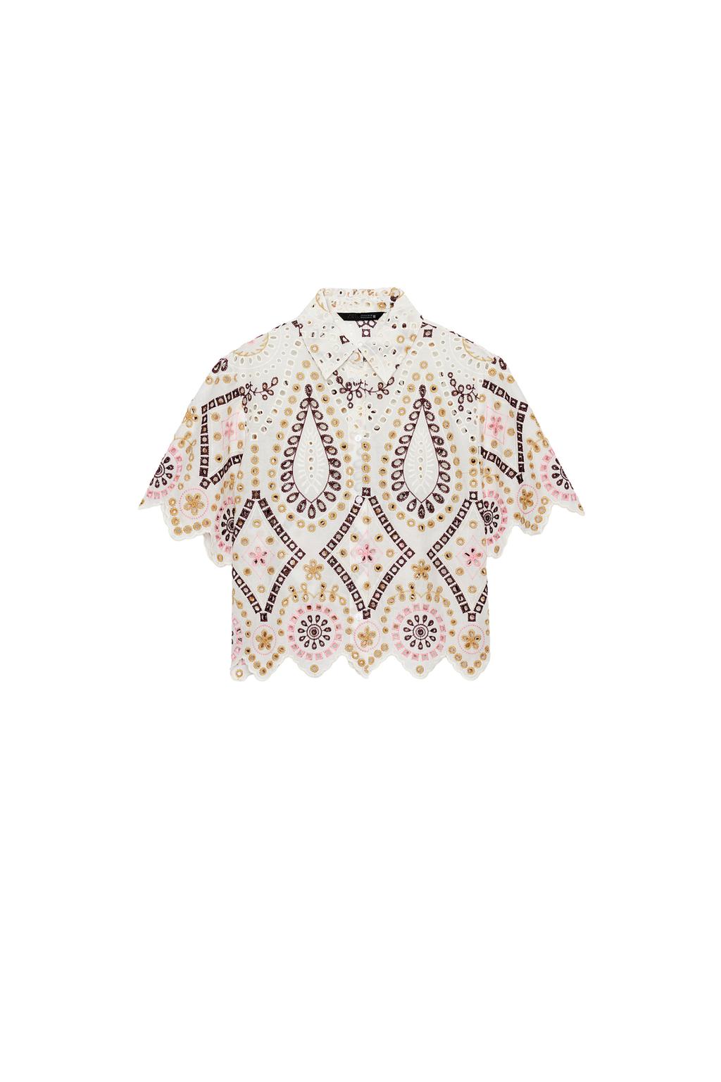 EMBROIDERED EYELET SHORT SLEEVE SHIRT - image 3