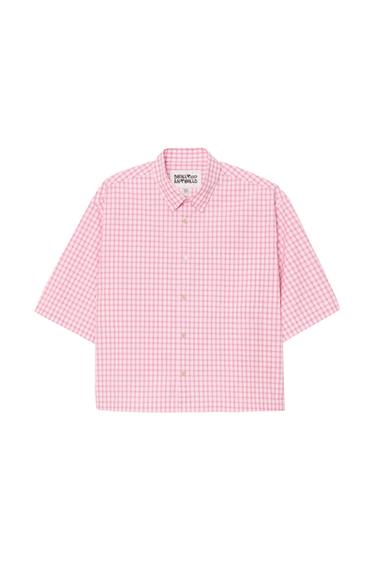 BOXY FIT CHECK SHIRT - Pink / White by Zara