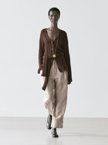 Zara Suit trousers with buckle detail - Beige - Image 0