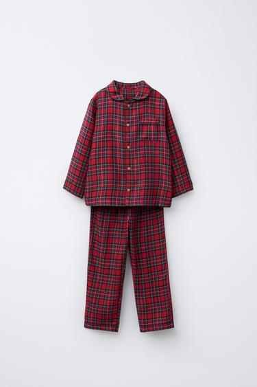 3-6 AÑOS/ PIJAMA CUADROS FRANELA  - Rojo de Zara - Imagen 0