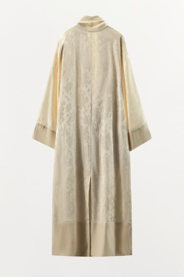 MANTEAU EN MATIÈRES VARIÉES JACQUARD LIN ÉDITION LIMITÉE - Vanille de Zara - Image 7