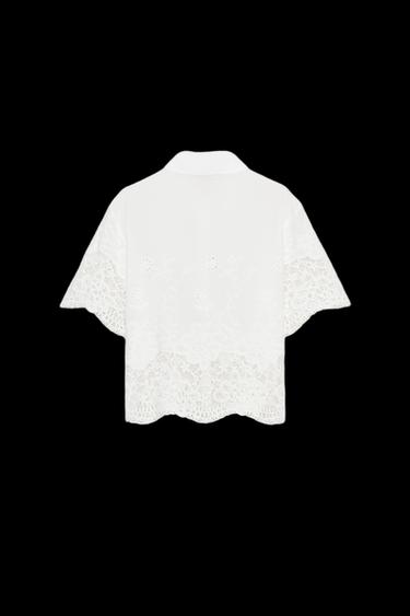CAMISA BORDADOS PERFORADOS - Blanco de Zara