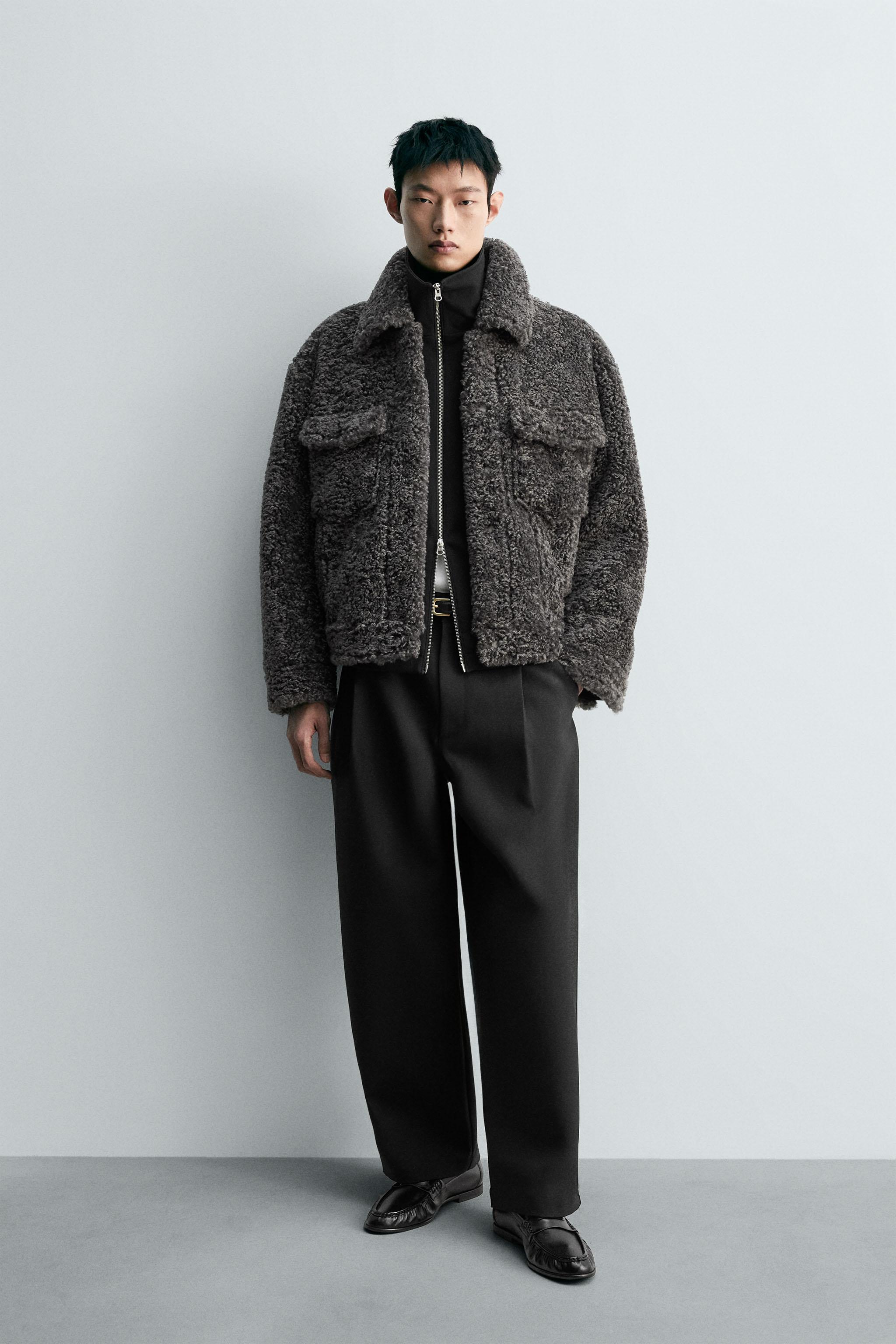 リラックスフィット フェイクファージャケット - グレー/ブルー | ZARA